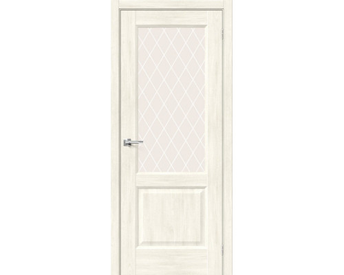 Дверь межкомнатная из эко шпона «Неоклассик-33» Nordic Oak остекление White Сrystal