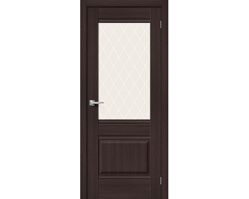 Дверь межкомнатная из эко шпона «Прима-3» Wenge Melinga стекло White Сrystal
