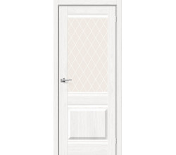 Дверь межкомнатная из эко шпона «Прима-3» White Dreamline стекло White Сrystal