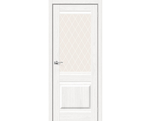 Дверь межкомнатная из эко шпона «Прима-3» White Dreamline стекло White Сrystal