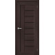 Дверь межкомнатная из эко шпона «Браво-29» Wenge Melinga остекление Black Shine