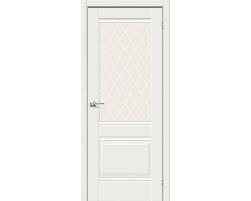 Дверь межкомнатная «Прима-3» White Matt остекление White Сrystal