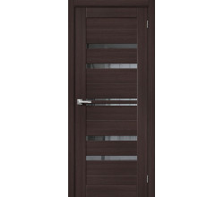 Дверь межкомнатная из эко шпона «Браво-30» Wenge Melinga остекление Mirox Grey