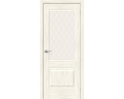 Дверь межкомнатная из эко шпона «Прима-3» Nordic Oak стекло White Сrystal