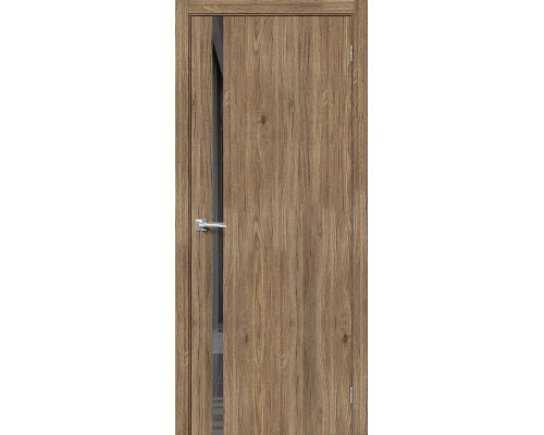 Дверь межкомнатная из эко шпона «Браво-1.55» Original Oak остекление Mirox Grey