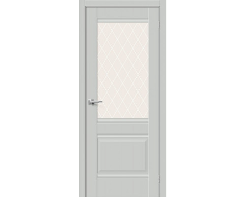 Дверь межкомнатная «Прима-3» Grey Matt остекление White Сrystal