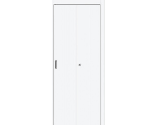 Дверь межкомнатная складная «Браво-0.П» White Silk глухая