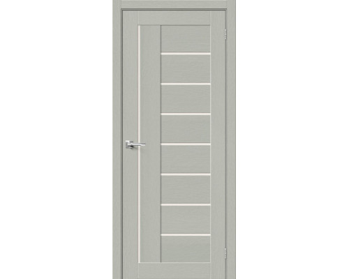 Дверь межкомнатная из эко шпона «Браво-29» Grey Wood остекление Magic Fog