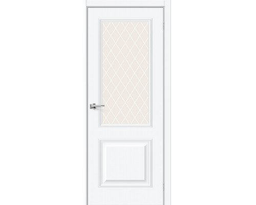 Дверь межкомнатная «Классик-13» White Silk стекло White Сrystal