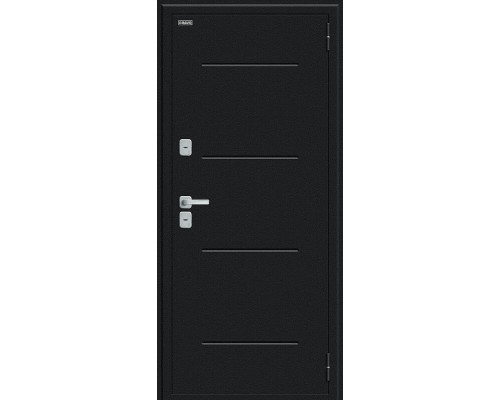 Дверь входная металлическая с терморазрывом «Thermo Лайн/BChrome» Букле черное/Wenge Melinga