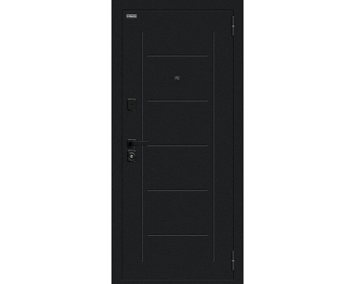 Дверь входная металлическая «Борн/SBlack» Букле черное/Bianco Melinga